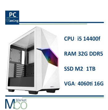 کیس گیمینگ DEEPCOOL cyclops white/MB B760m-A DDR5 ASUS/i5 14400f/RAM 32G DDR5/SSD M2 1TB/VGA 16G DDR6