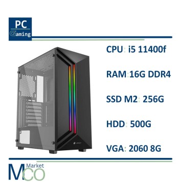 کیس گیمینگ logikey C260B RGB /MB H510 DDR4 ASUS/i5 11400f/RAM 16G DDR4/SSD M2 256G/HDD 500G/VGA 8G DDR6